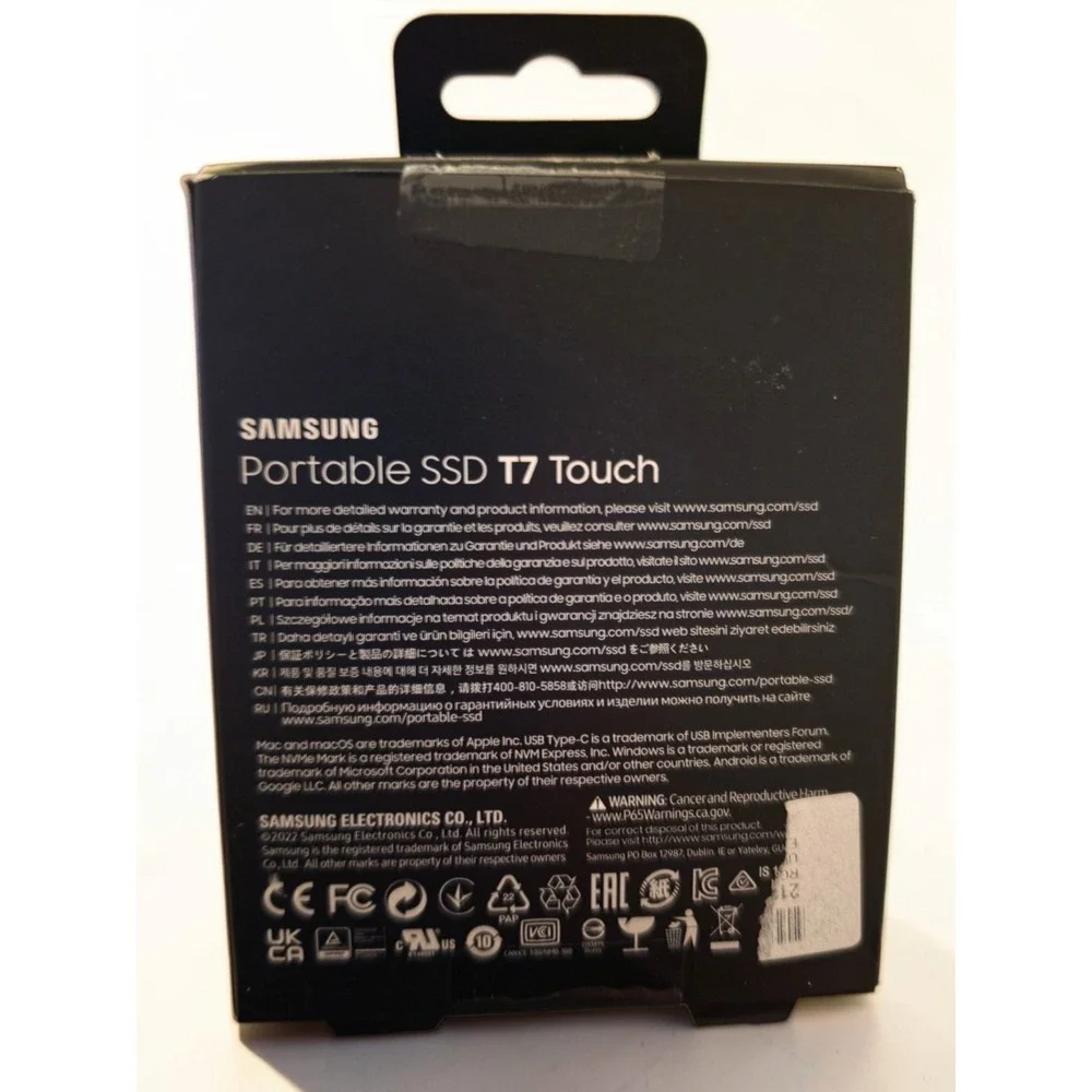 Samsung T7 Touch 1TB Portable External SSD - Black (MU-PC1T0K/WW)